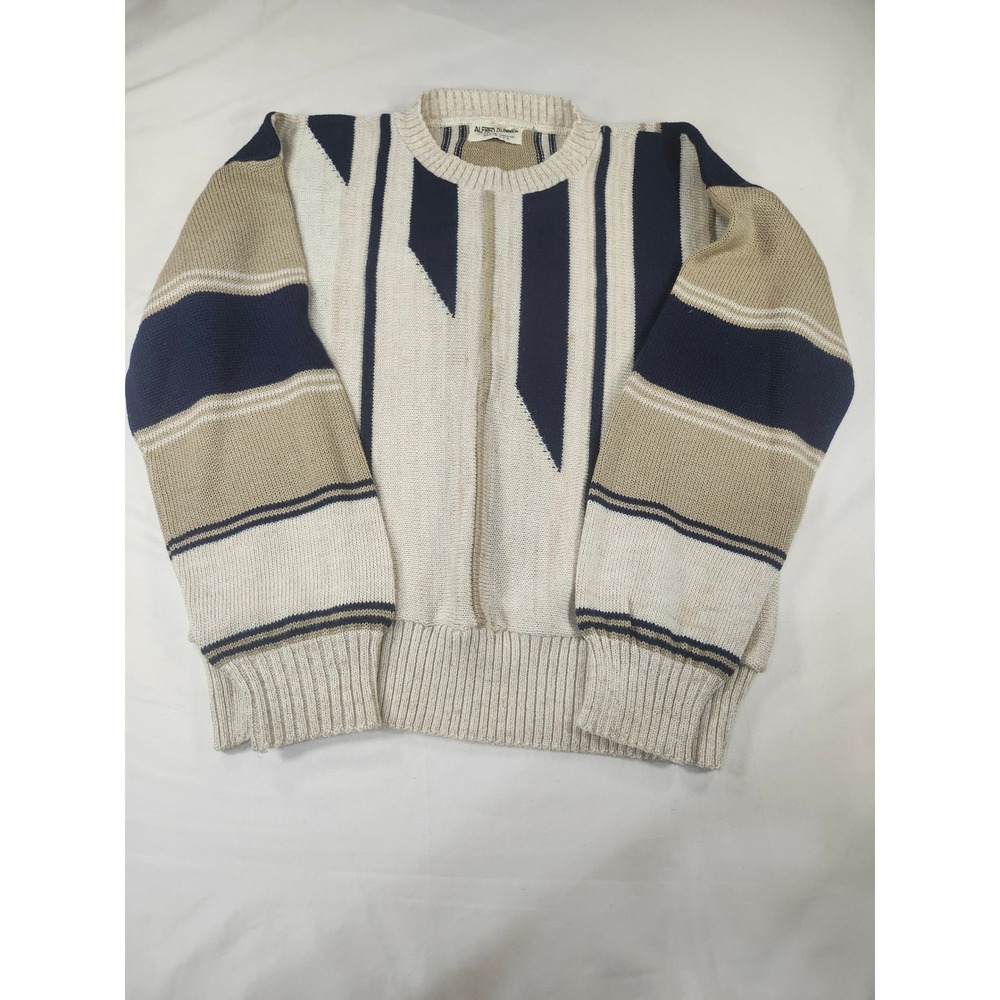 Alfred Dunner Vintage Sweater Womens Large Colorblock Striped Knit Pullover USA